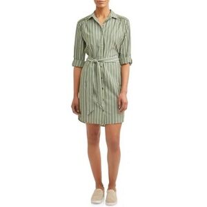 Time and Tru Green Striped Long Sleeve Dress
Size M